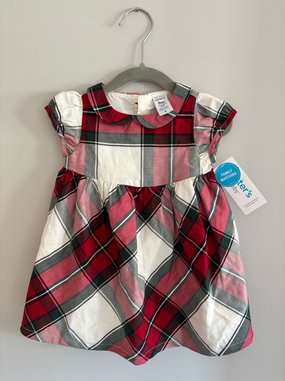 Red & White Plaid Baby Dress with Peter's Play Tag 9 months